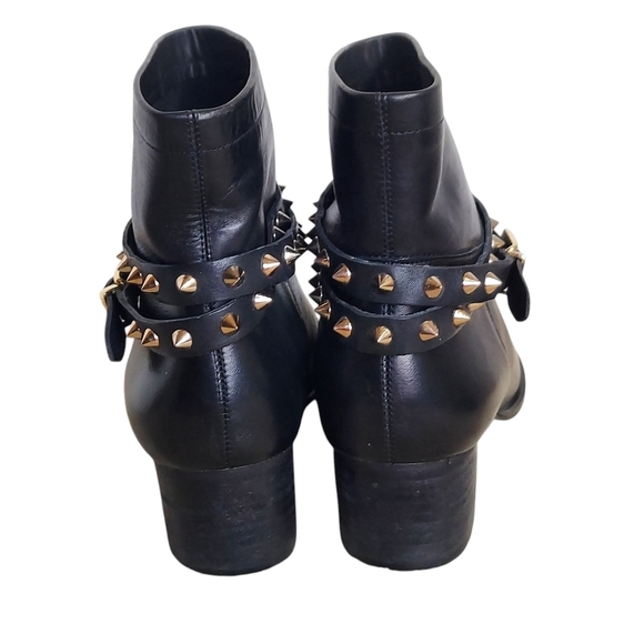 Matisse Biker Black Buttery Soft Leather Spike Studded and Buckle Ankle Boots - Picture 5 of 15